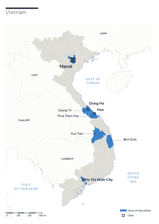 Map of Humanity & Inclusion's interventions in Vietnam