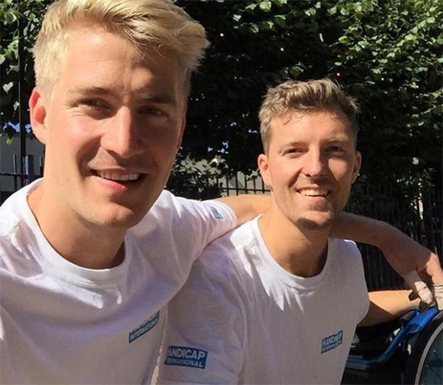 Doug (left) and Patrick take a break from training.