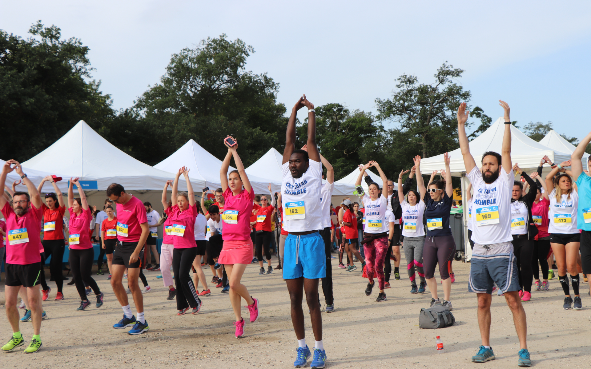 Runners warming up for a fundraising run