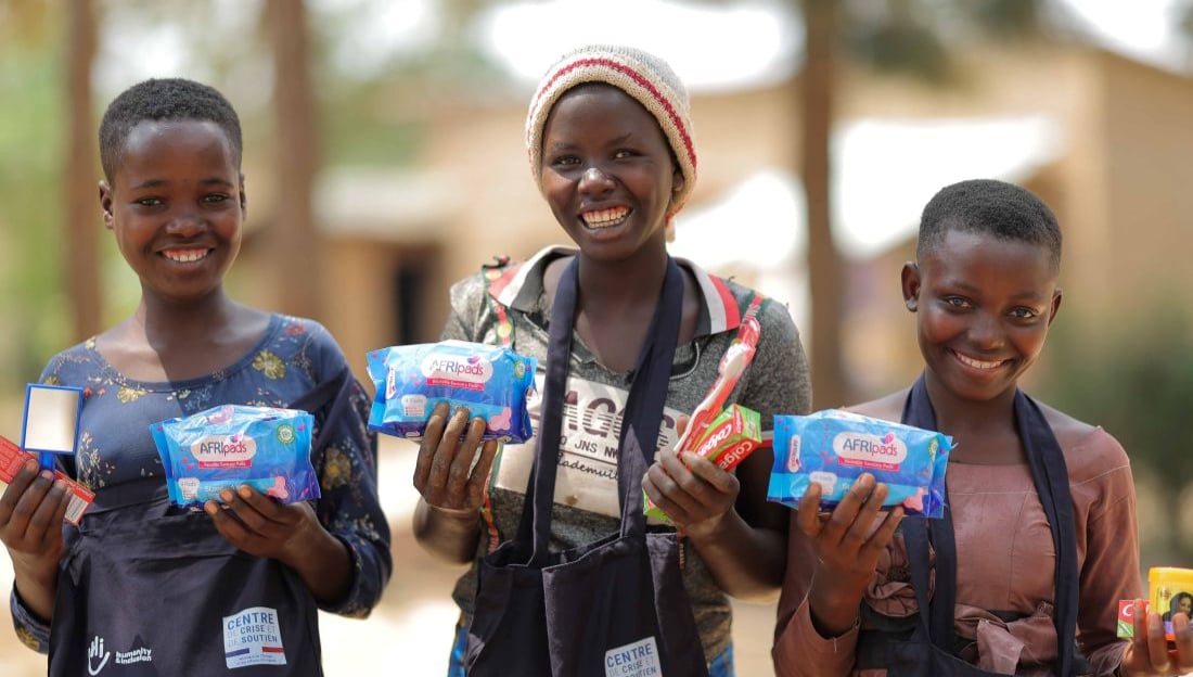 Girls in XX receive sanitary pads from Humanity & Inclusion