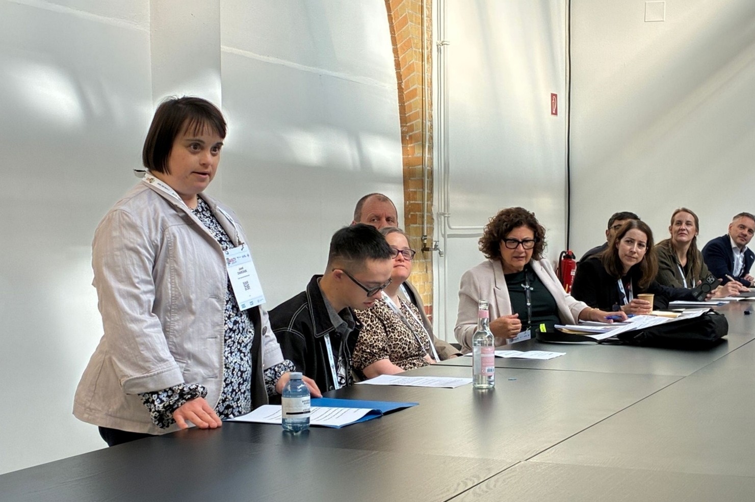 Janet Charchuk sharing the results of this report at the Global Disability Summit, 2025. © Down Syndrome International