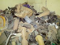 ©A.BANOUNE/HI. A pile of used prosthetic and orthotic devices in a center