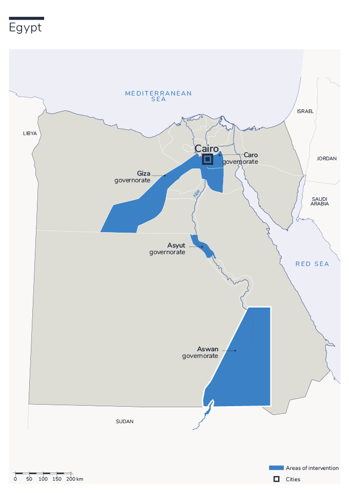 Map of Humanity & Inclusion's interventions in Egypt