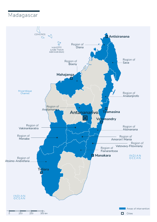 Map of Humanity & Inclusion's interventions in Madagascar