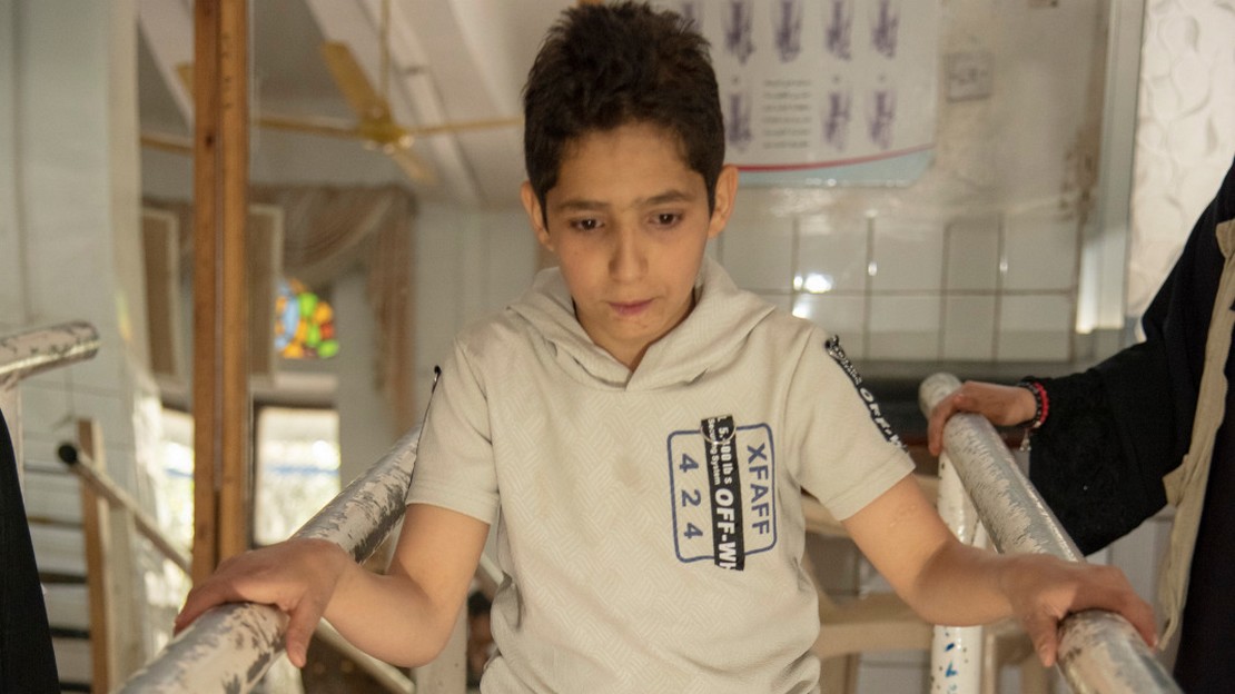 Yasser, 12, during a rehabilitation session at the Sana'a centre