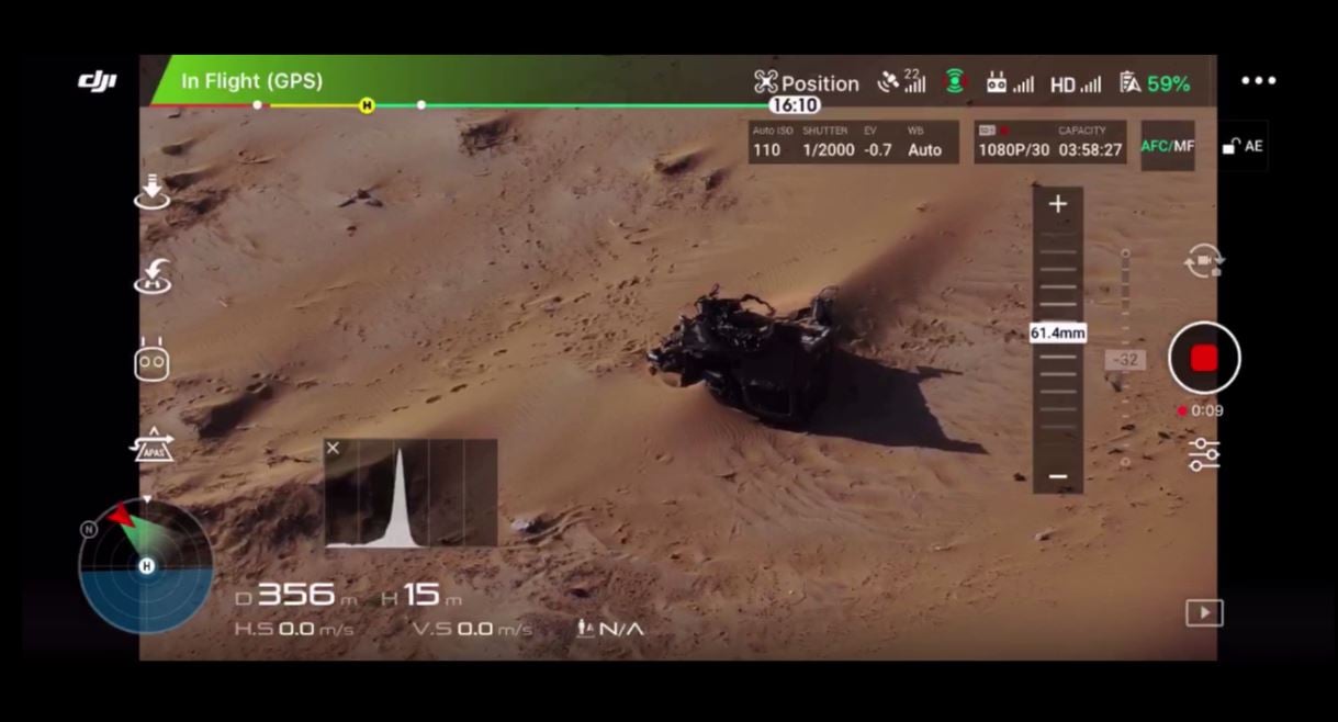 View from the drone on an Ipad