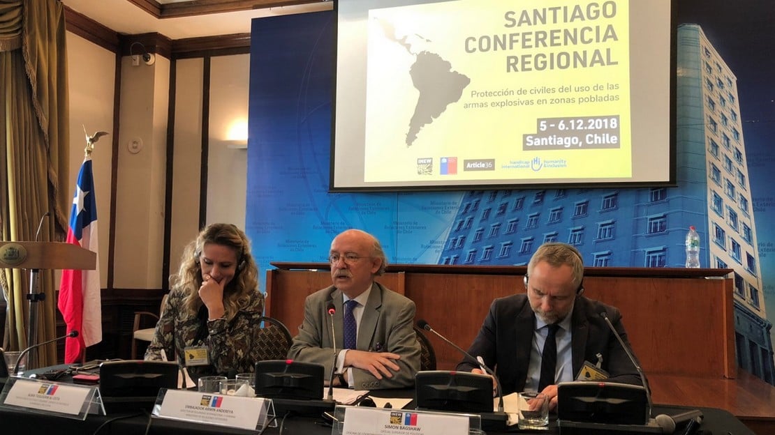 On the 5th and 6th of December 2018, HI co-organised a regional conference in Santiago, the capital of Chile, on protecting civilians from bombing. 