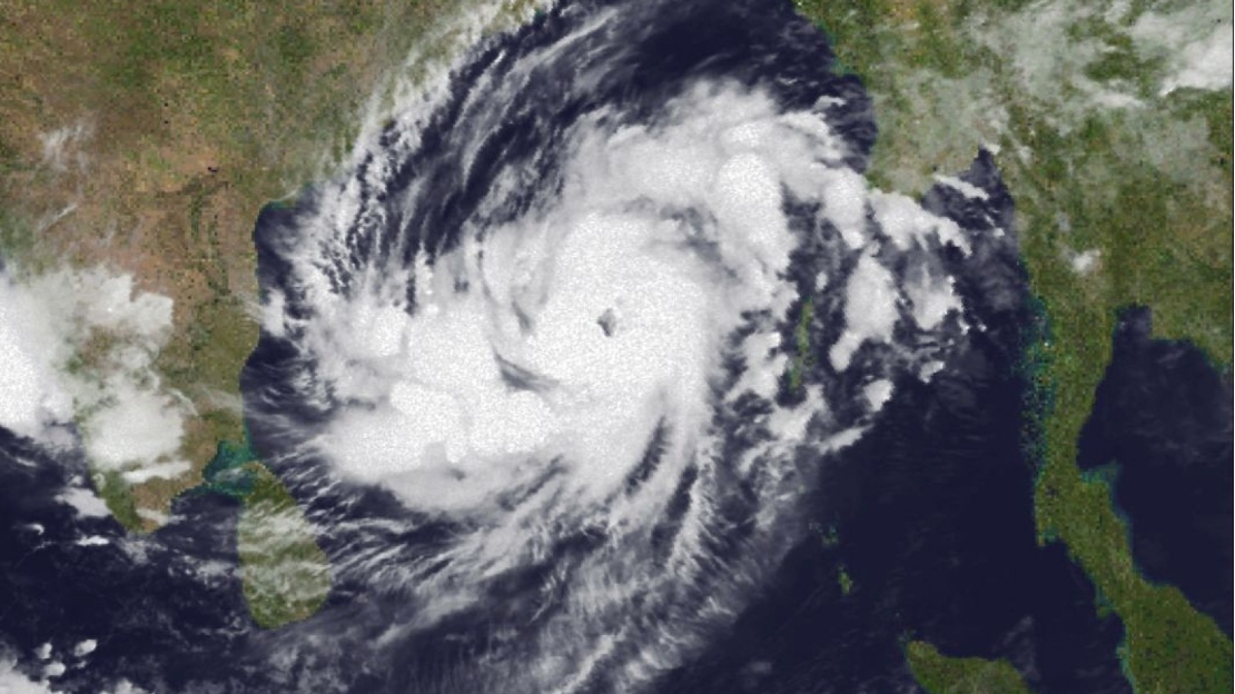 satellite image of the cyclone in the Indian Ocean