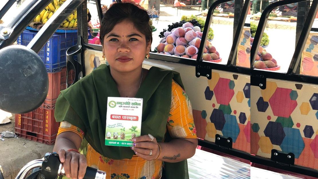 Kabita in her electric rickshaw, Nepal. 