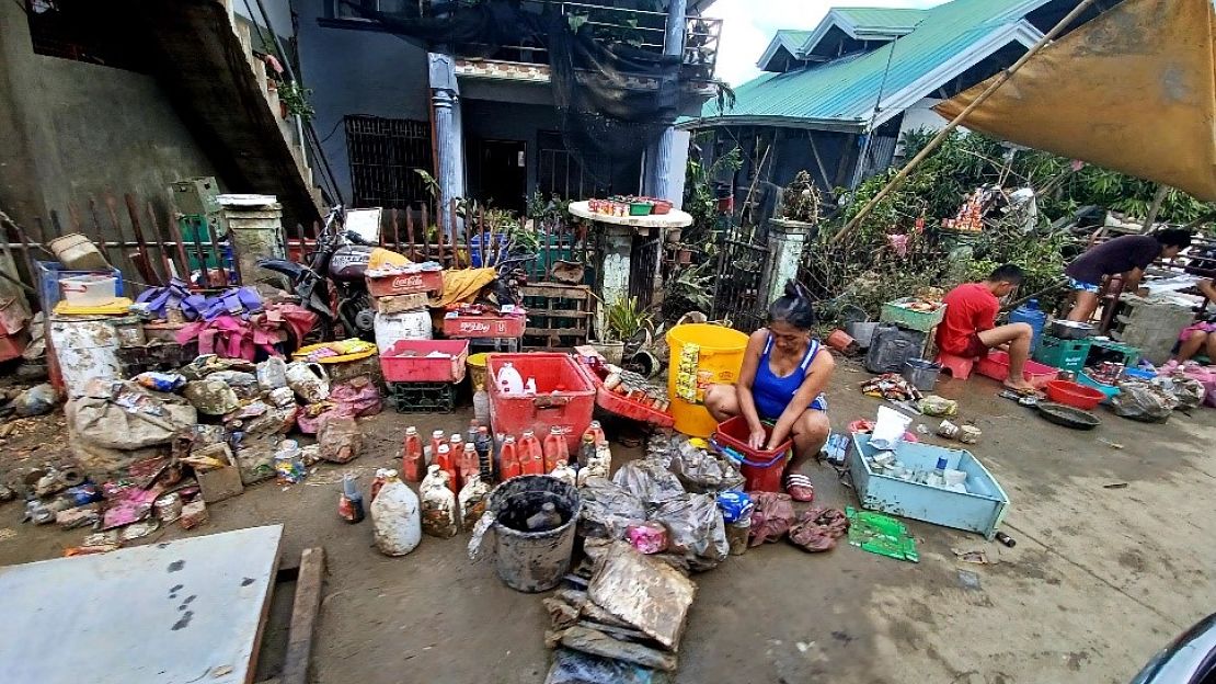 Destruction in the island of Bohol after the passage of Typhoon Rai. 