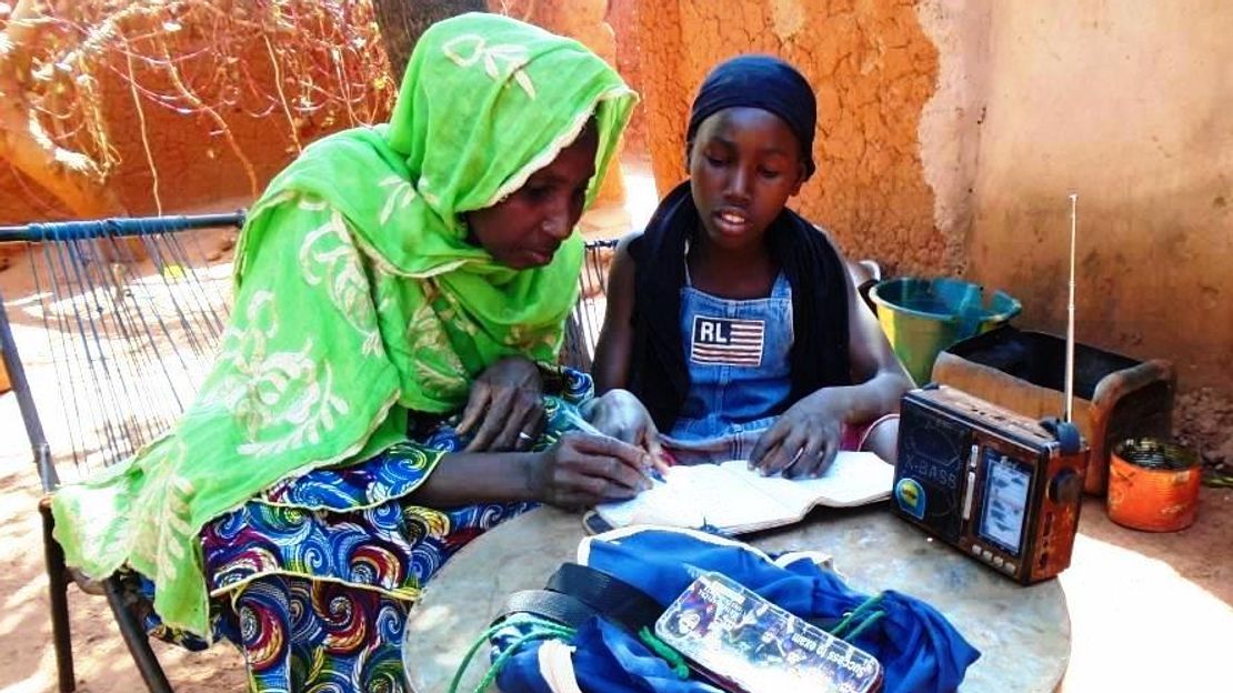 Pinda, who is sensory impaired, was given a solar-powered radio to follow the lessons broadcast during the health crisis.