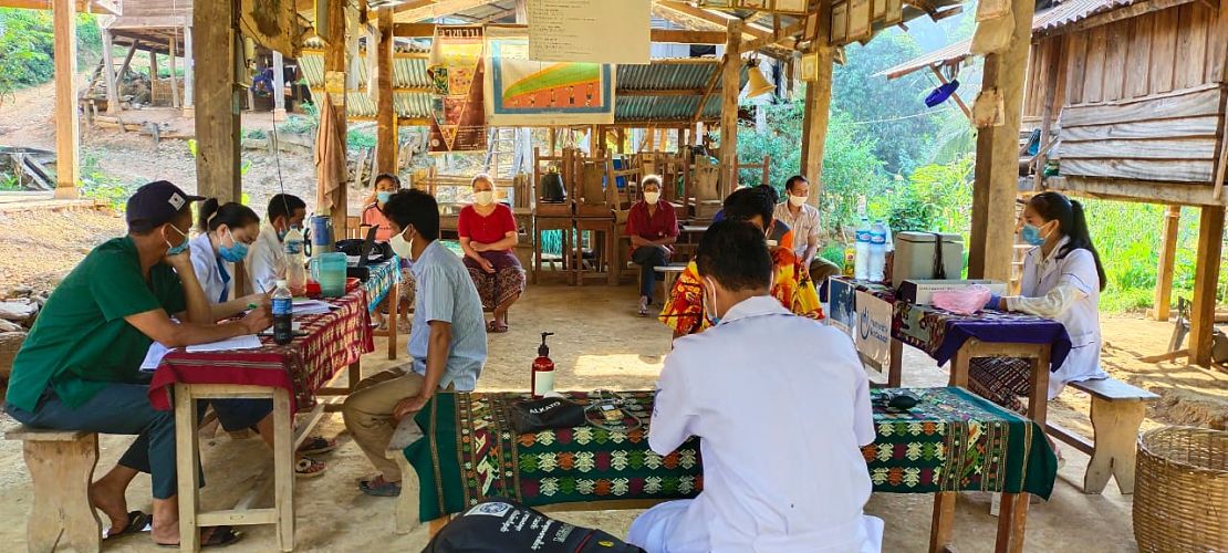 Health staff at a vaccination centre in a district of Laos. 