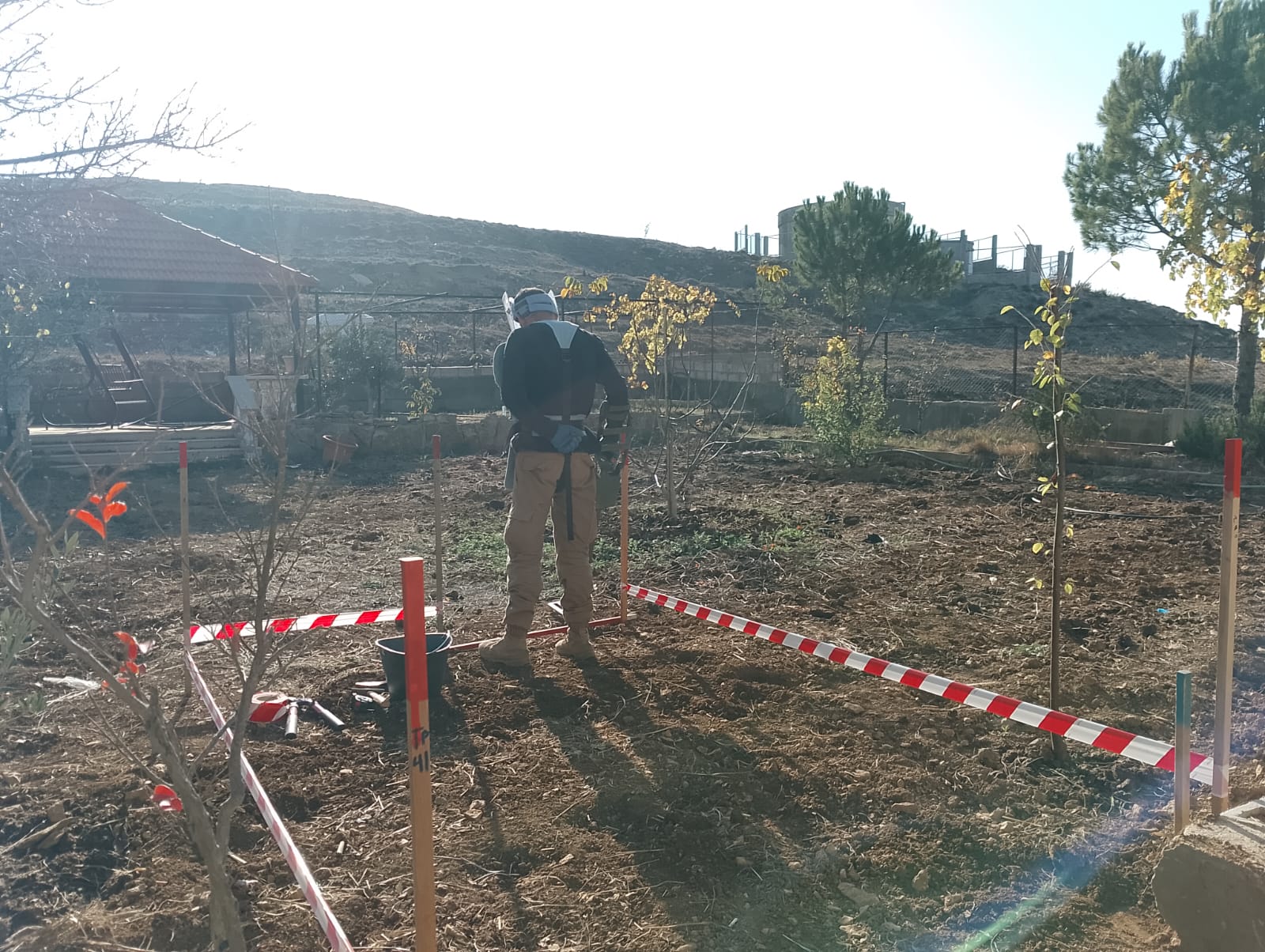 A HI deminer testing his material in Mount Lebanon 