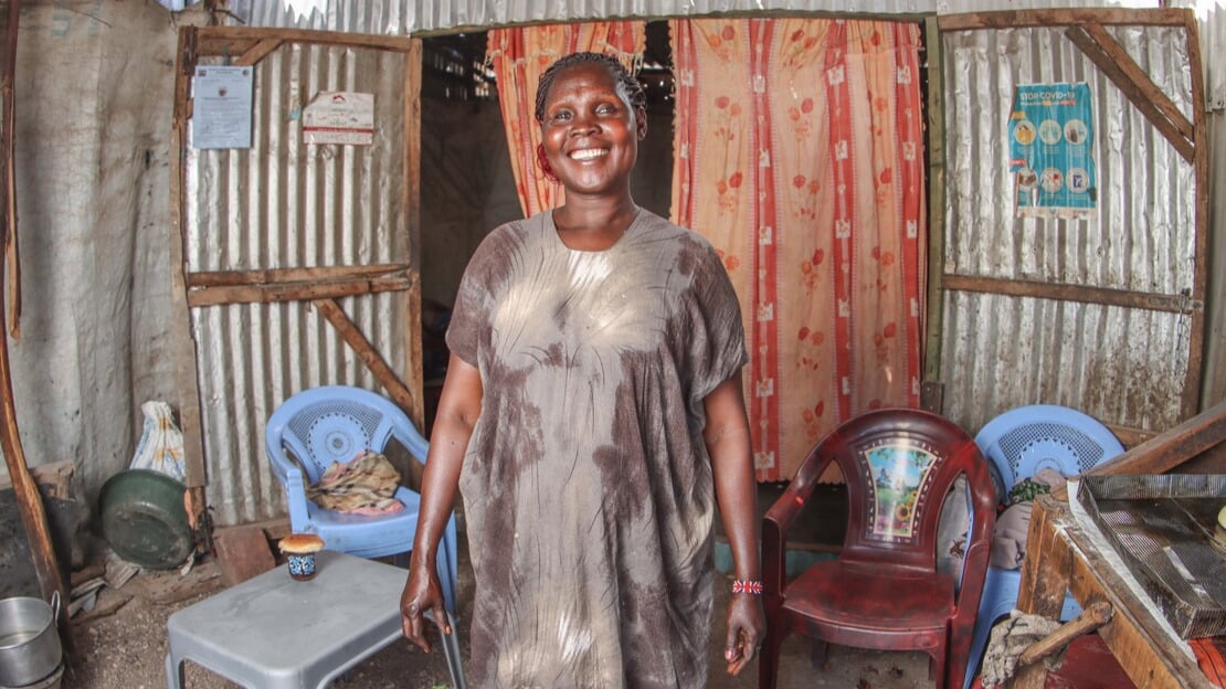In the Kalobeyei refugee camp, Judita runs a hotel and a grocery shop
