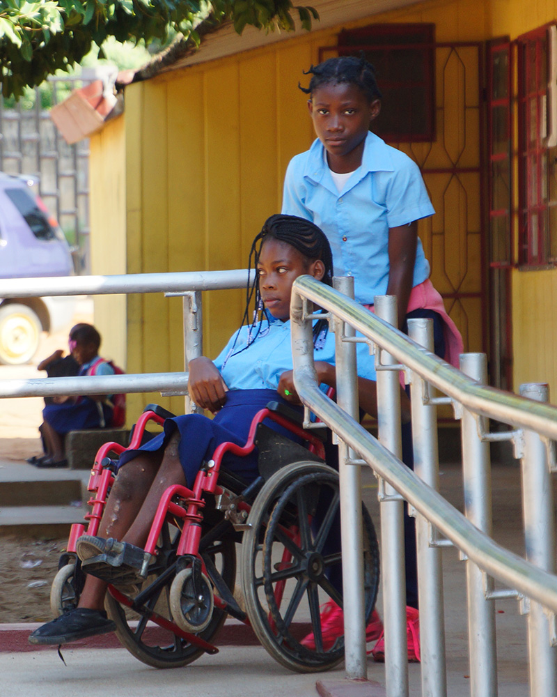 Chelsia, 14 years old, now attends an accessible and accessible school Chelsia, 14 years old, now attends an accessible and accessible school
