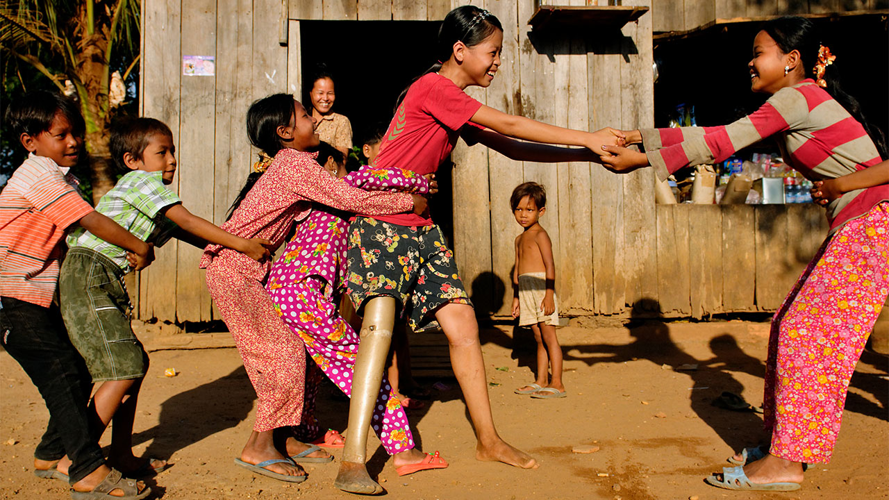 Kanha playing with her friends, Cambodia.