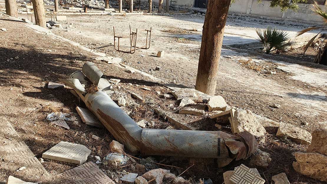 Explosive ordnance in a school in an area in Syria emerging from active conflict.