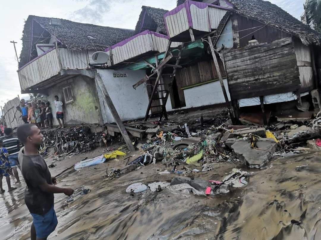 Damage caused by the sea before the passage of the Cyclone Batsirai, 02/2022