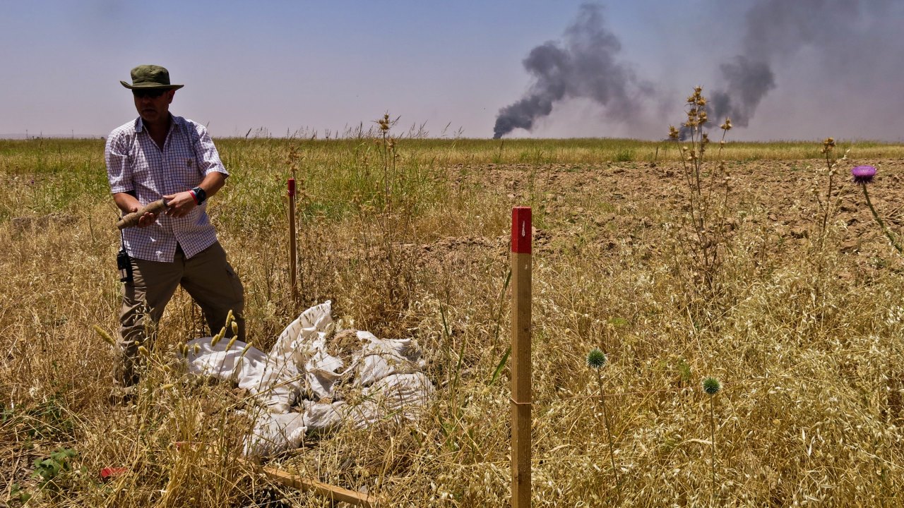 Handicap International’s demining expert, Simon Elmont, coordinates the organisation’s efforts to protect civilians from explosive remnants of war in Iraq.; }}
