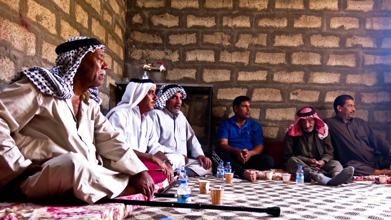 A psychosocial support group session in Bawa, helps a group of men to cope with and share the traumatic events they have lived while fleeing the conflict.; }}