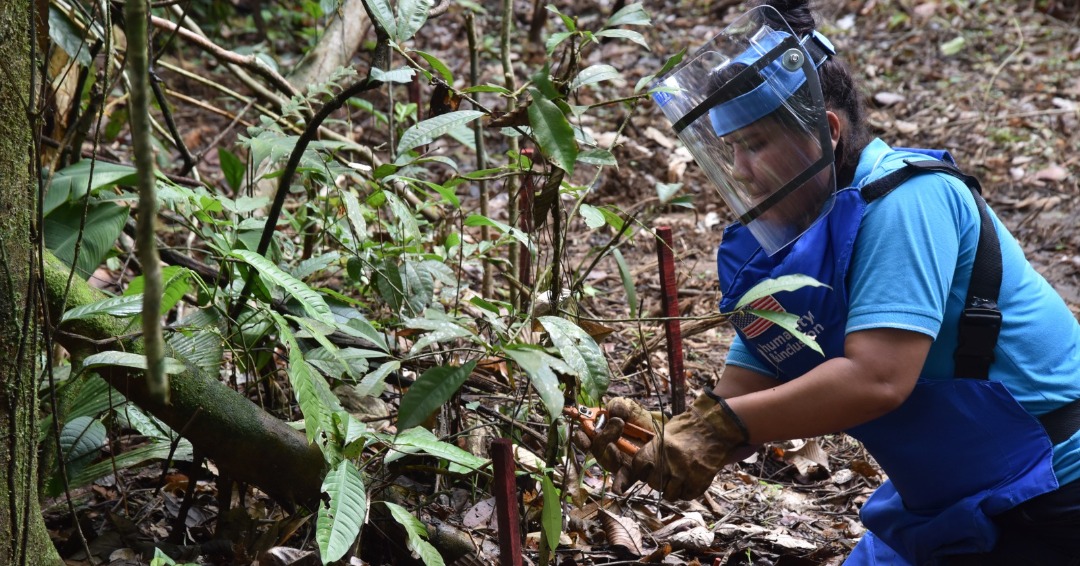 Jennifer works as a deminer for HI near Maracaibo, Colombia, her home village; }}