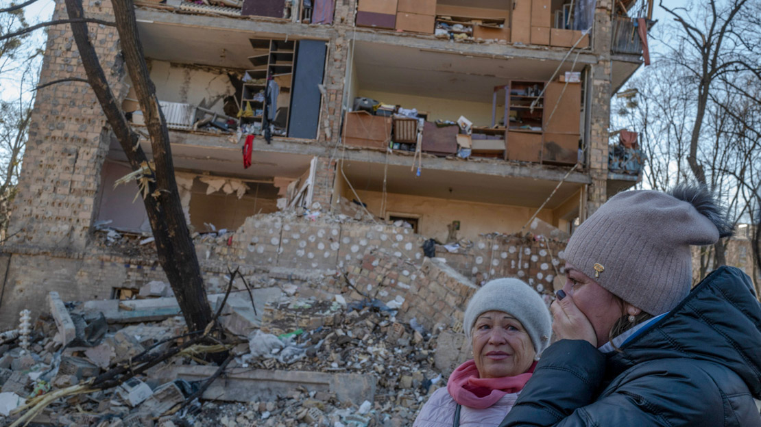 At about 8am a missile fell in this residential area of Kyiv. One child was killed and 23 people were injured.