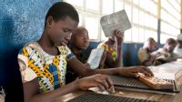 Bénédicte Leguezim is visually impared. She is 12 years old and studies in 5th grade in Loma Kolide, Togo.; }}