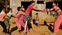 Kanha playing with her friends, Cambodia; }}