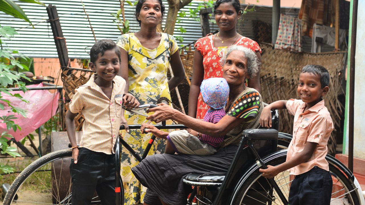 Arumugam lives with her daughter and two grandchildren. Her village is regularly affected by severe floods.; }}