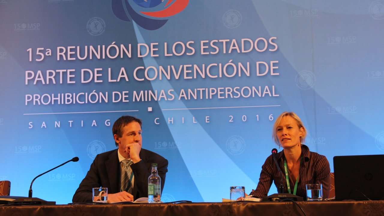 Handicap International Victim Assistance expert Elke Hottentot during the Ottawa Treaty Conference in Santiago, Chile, December 2016.; }}