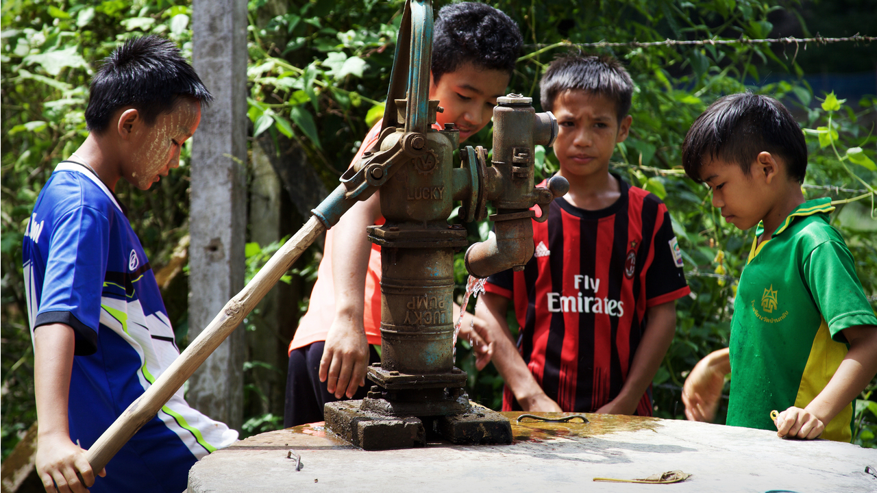 In the Thai camps, drinking water is collected from wells. ; }}