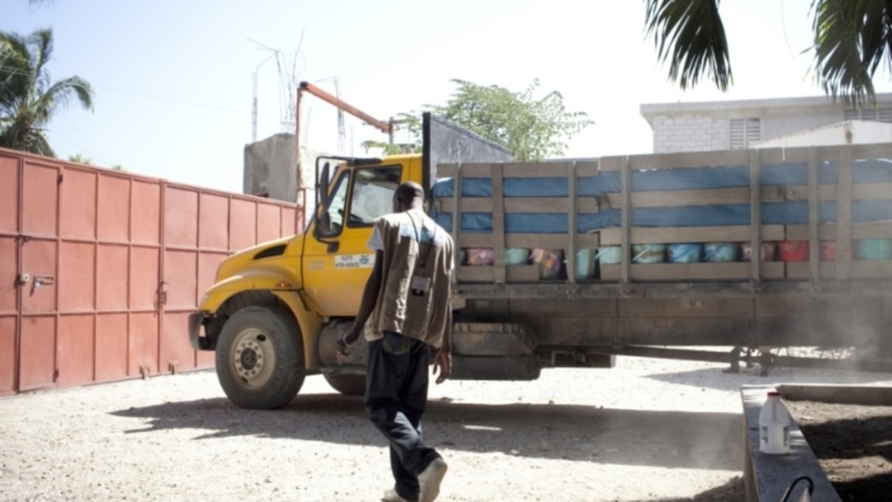 Archive photo: HI's logistics operation in Haiti; }}