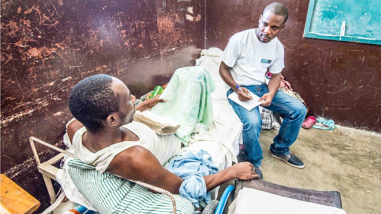 Handicap International's teams are working with injured people in Les Cayes, after the hurricane hit Haiti last week.; }}