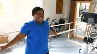 Stéphanie at the Healing Hands for Haiti rehabilitation centre. Haiti.; }}