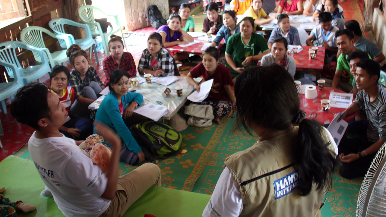 Training parents on child stimulation in Mae La refugee camp, Thailand.