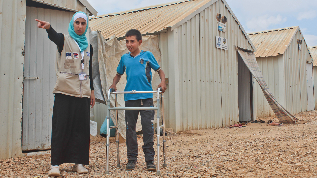 Mohammad and Noor in Azraq refugee camp, in Jordan; }}