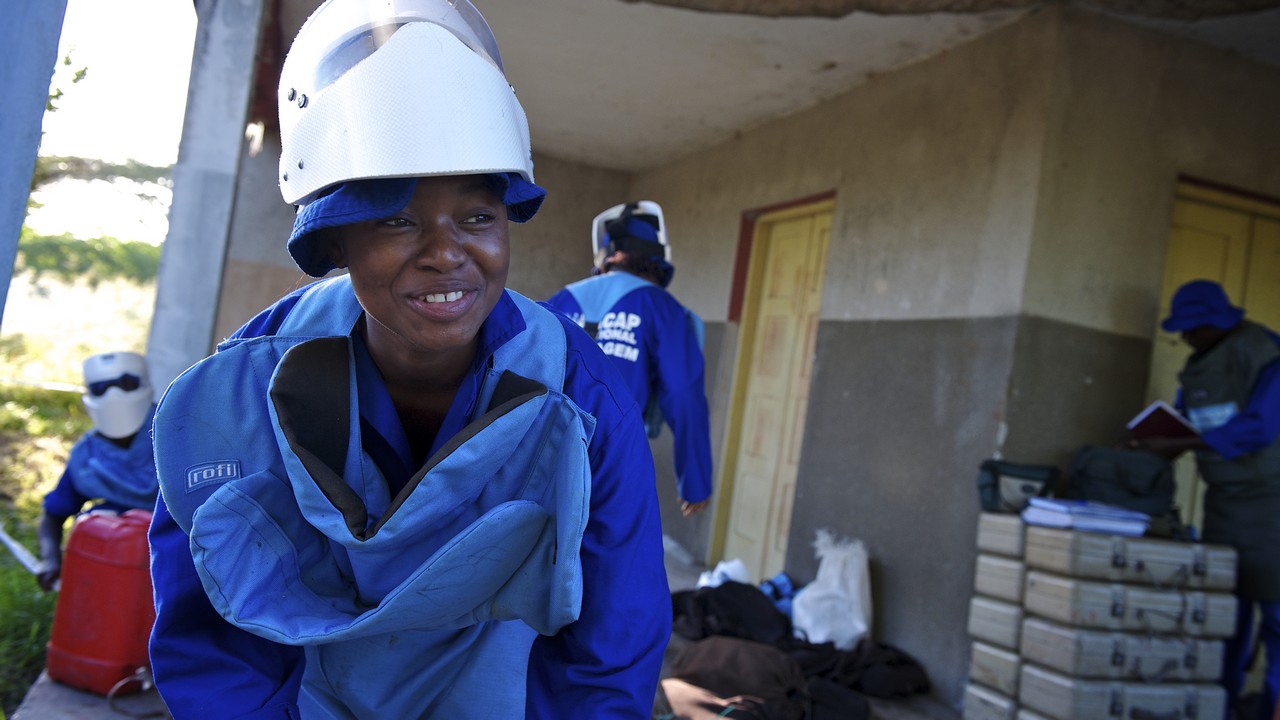 Benvinda, one of Handicap International's amazing deminers, that has helped to free Mozambique from the scourge of landmines.; }}