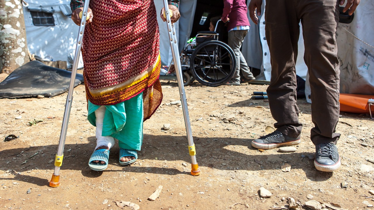 Makhamali Basnet, 60, was injured during the earthquake in Nepal.; }}