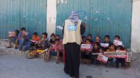 An explosive weapons risk education session conducted by Handicap International in Gaza.; }}