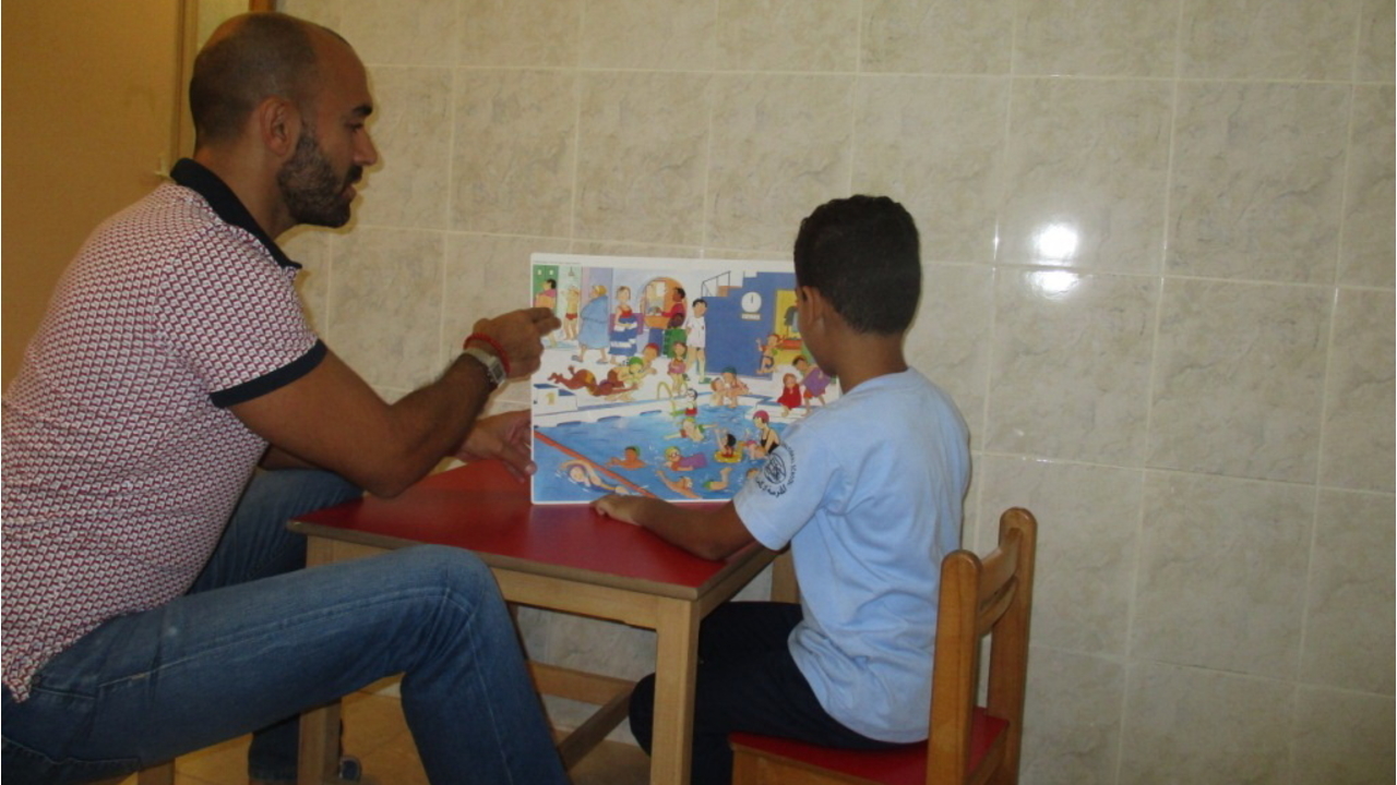 Speech therapy session in one of the three children centre supported by Handicap International in Lebanon.; }}