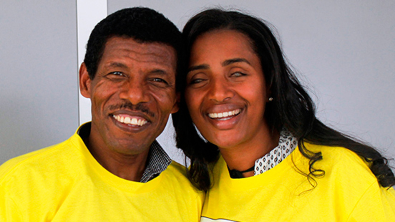 Yetnebersh Nigussie with Haile Gebrselassie; }}