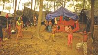 Rohingya refugees in a camp in Bangladesh; }}