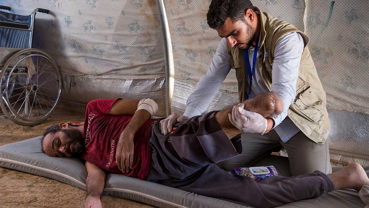 Omar, a diabetic who could not be treated properly because of the conflict was amputated due to gangrene. 