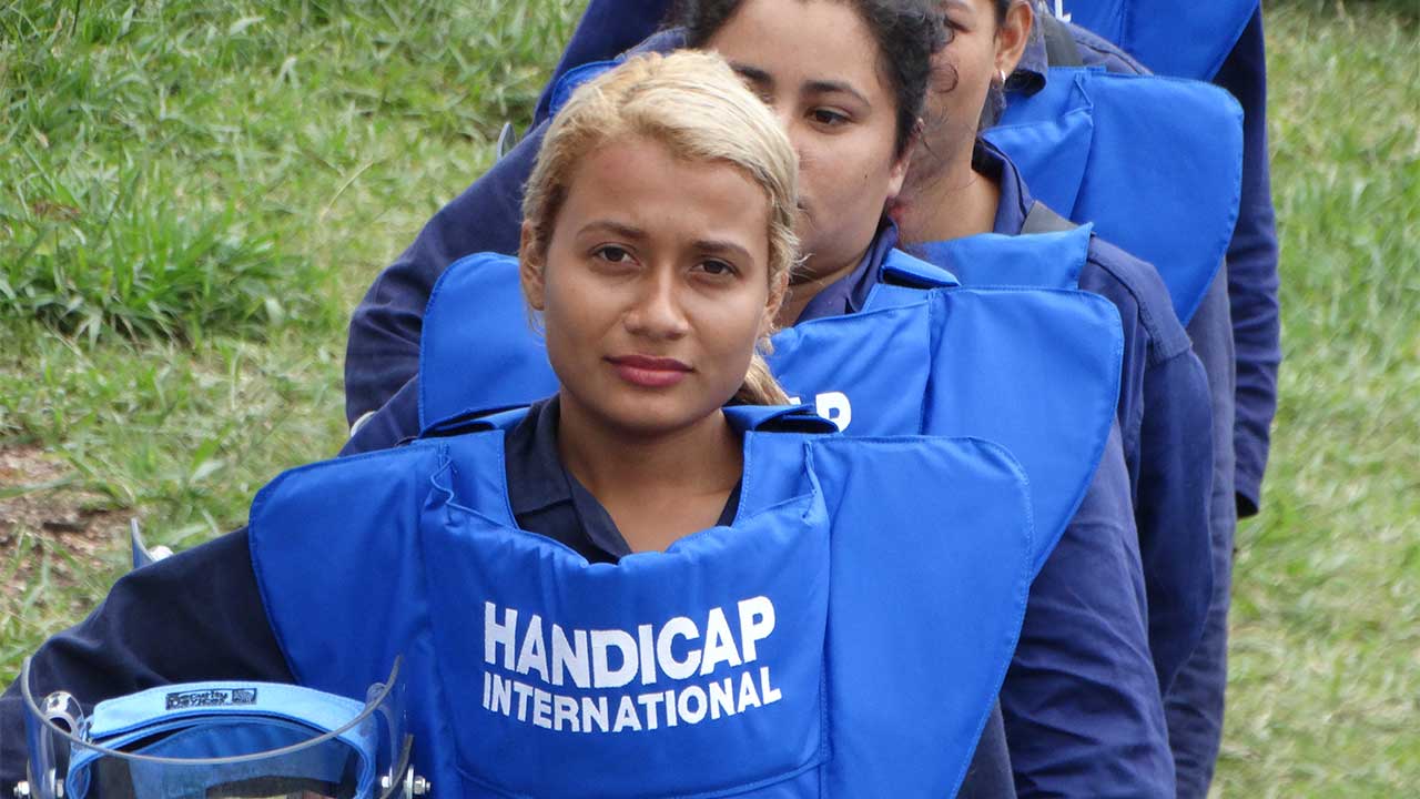 A Handicap International deminer in training, Colombia
