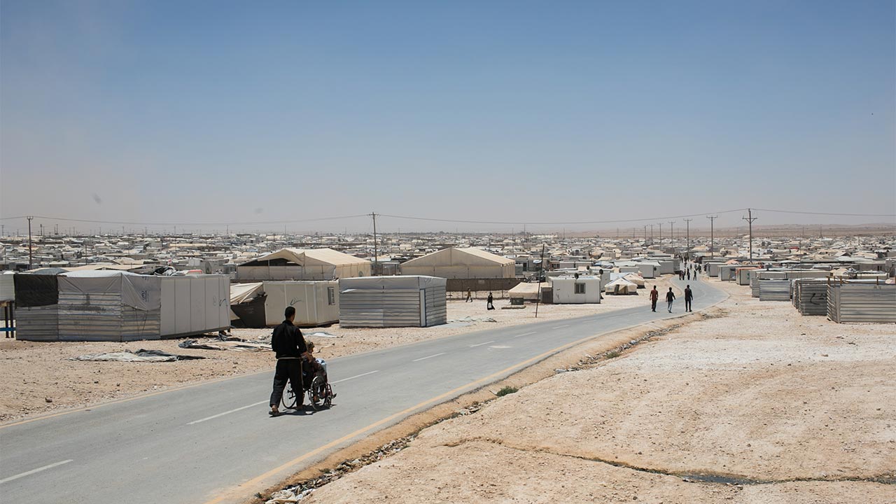 A person with disabilities in Zaatari refugee camp, Jordan
