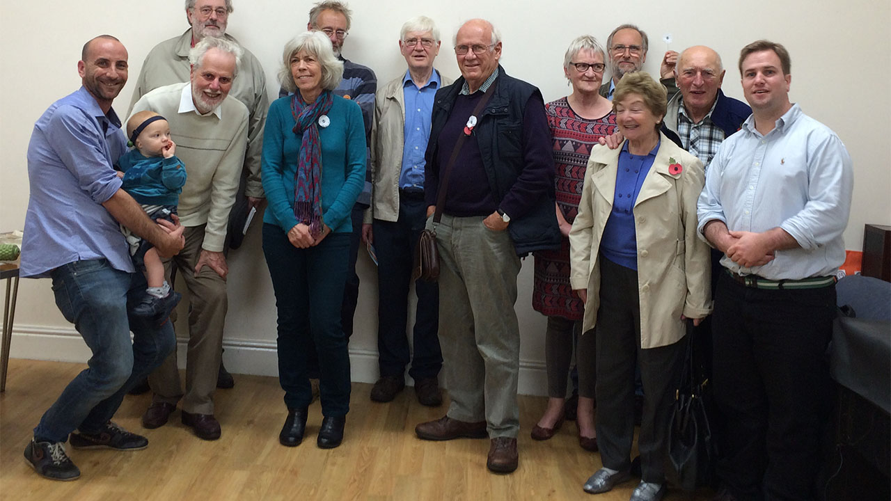 Martin (bottom row second from left) with members of South Somerset Peace Group and Fred and John from HI (either side).